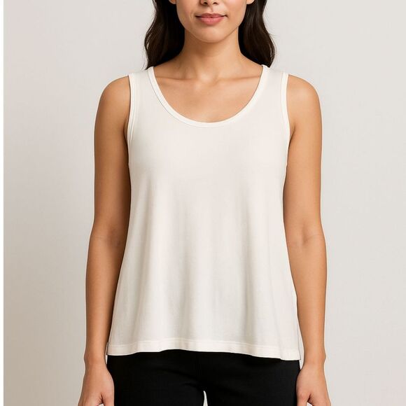 Eileen Fisher 100% Silk Tank Top in Ivory White | Size M - Picture 1 of 9